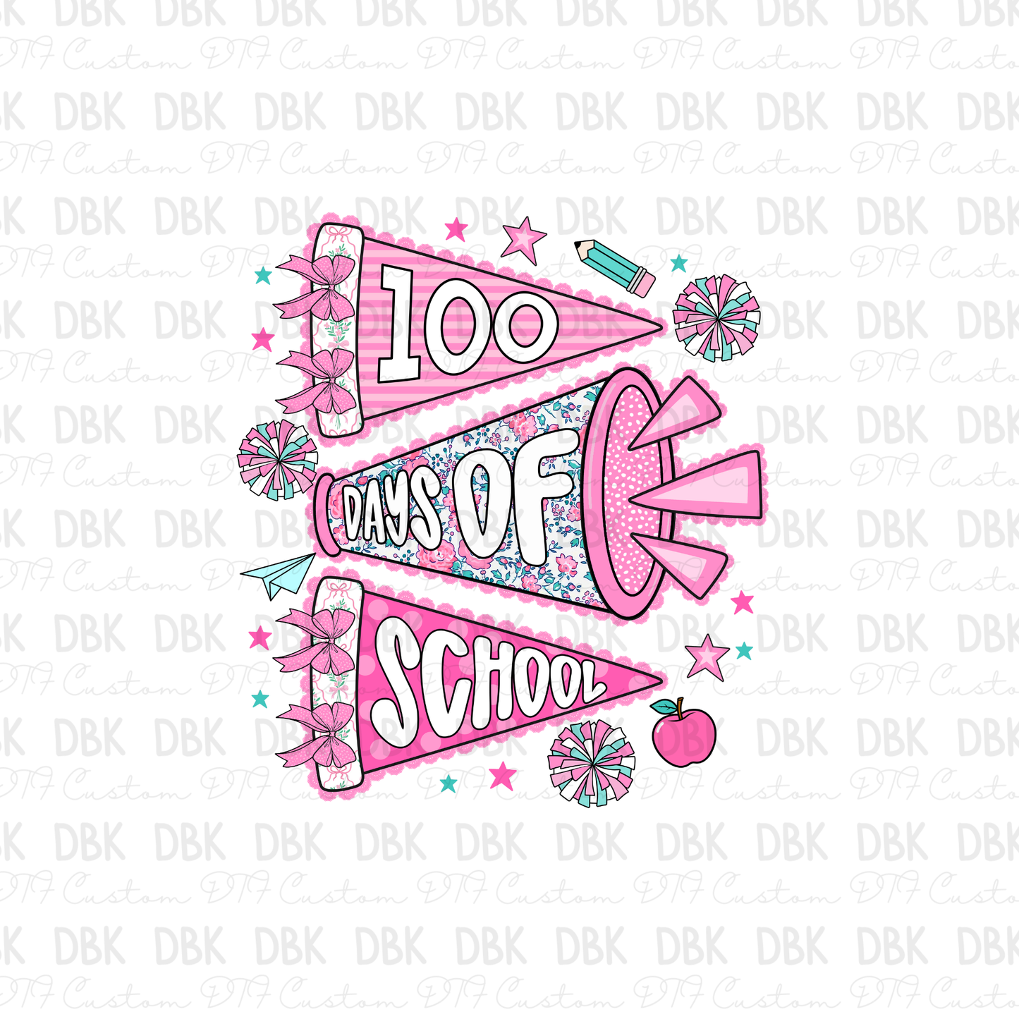 100 days of school cheer DTF Transfer A262