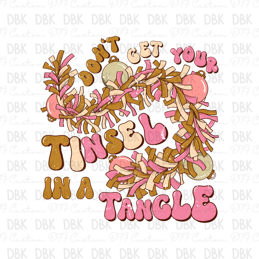 Don't get your tinsel in a tangle PINK DTF transfer E88