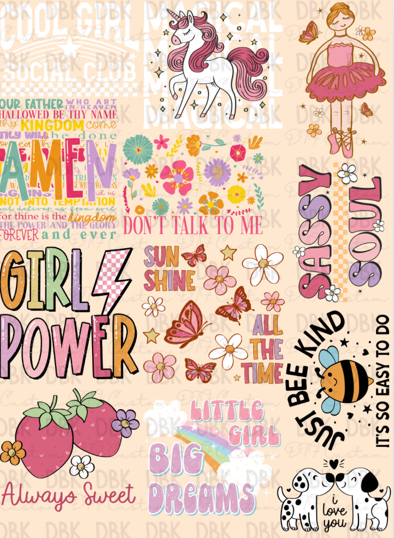 Youth Girl Pre-Made Gang Sheet P8