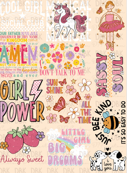 Youth Girl Pre-Made Gang Sheet P8