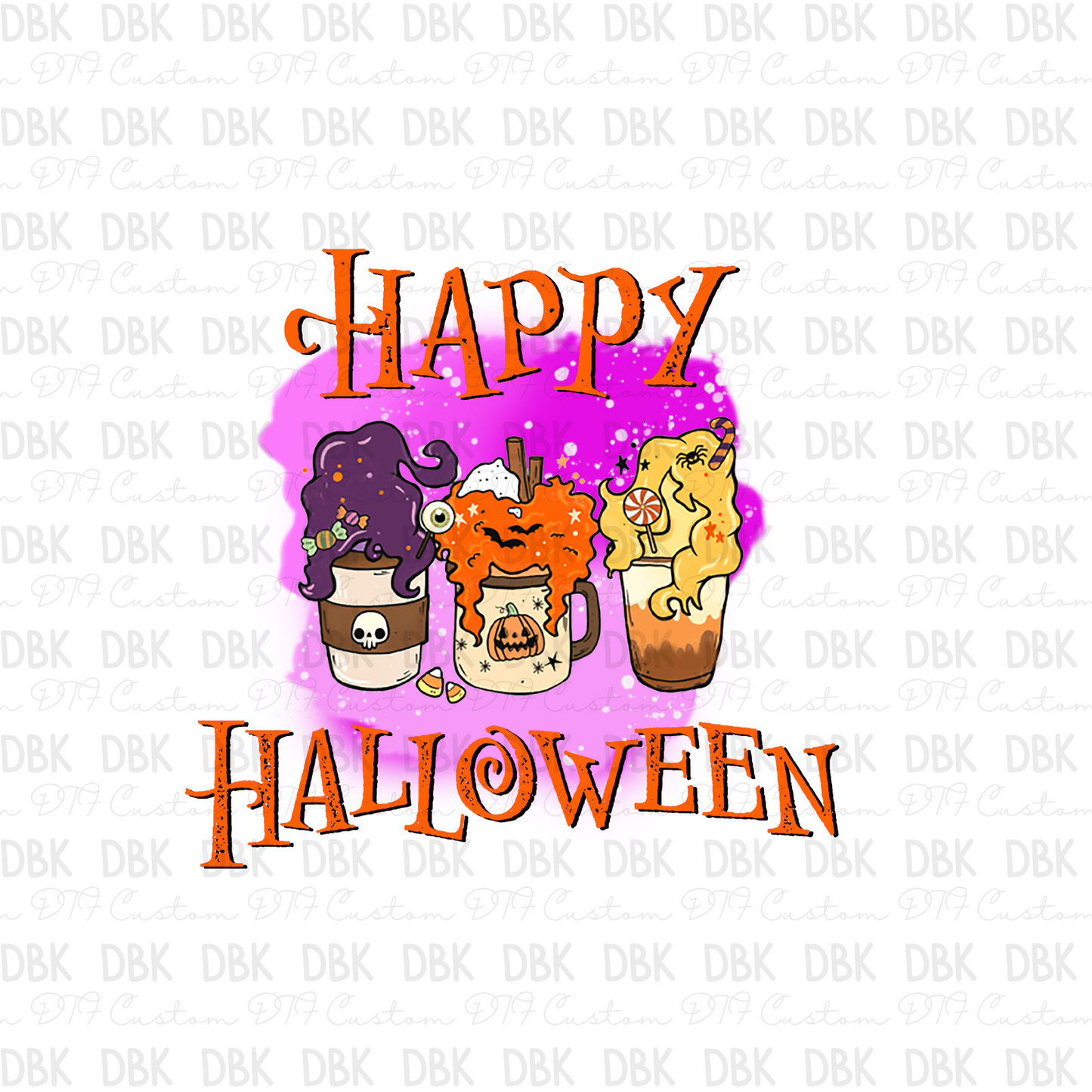 Happy Halloween coffee DTF transfer H68