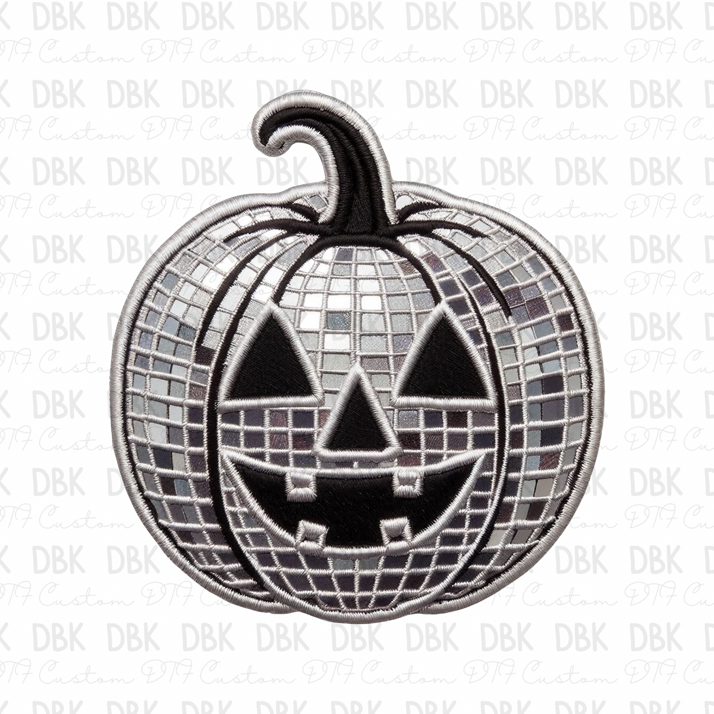 Silver pumpkin face DTF TRANSFER