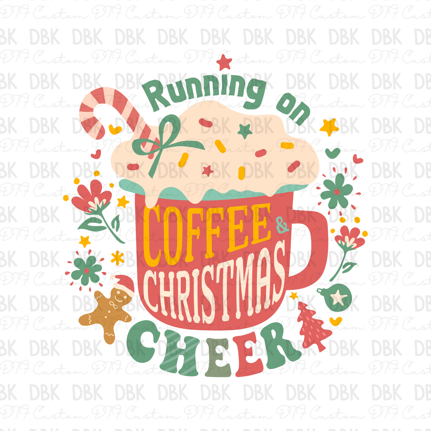 Coffee Christmas DTF transfer E196