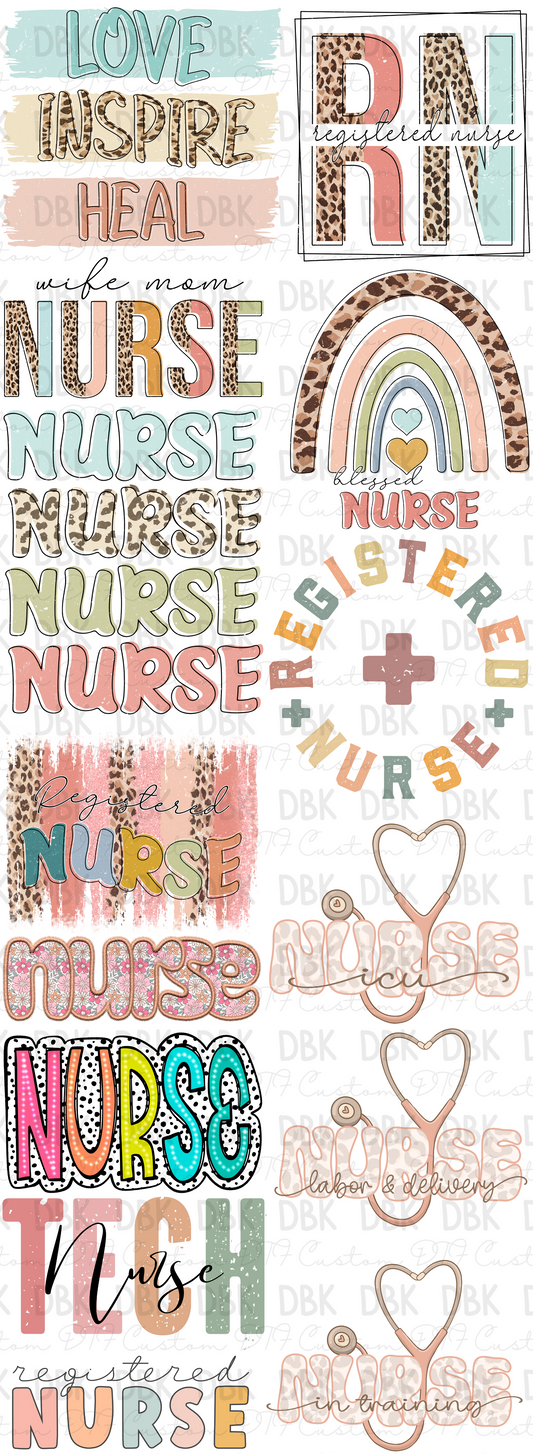 Nursing 60in Pre-Made Gang Sheet