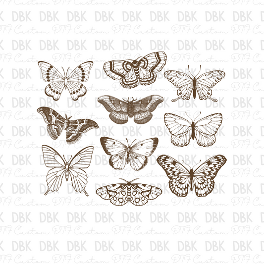 Brown butterflies DTF Transfer