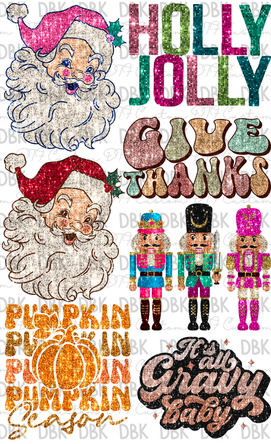 Christmas Gang sheet faux glitter