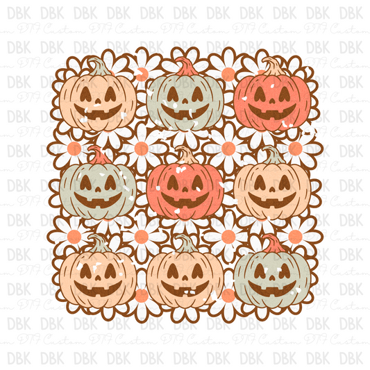 Pumpkins & floral DTF transfer H112