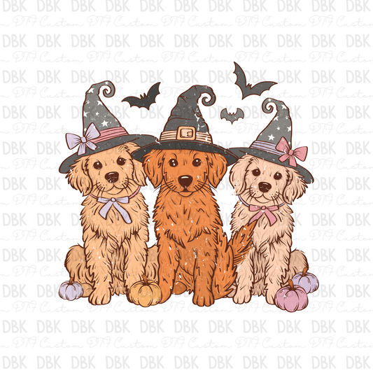 Dogs with witch hats DTF transfer H90