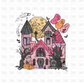 Pink haunted house grunge DTF transfer H75