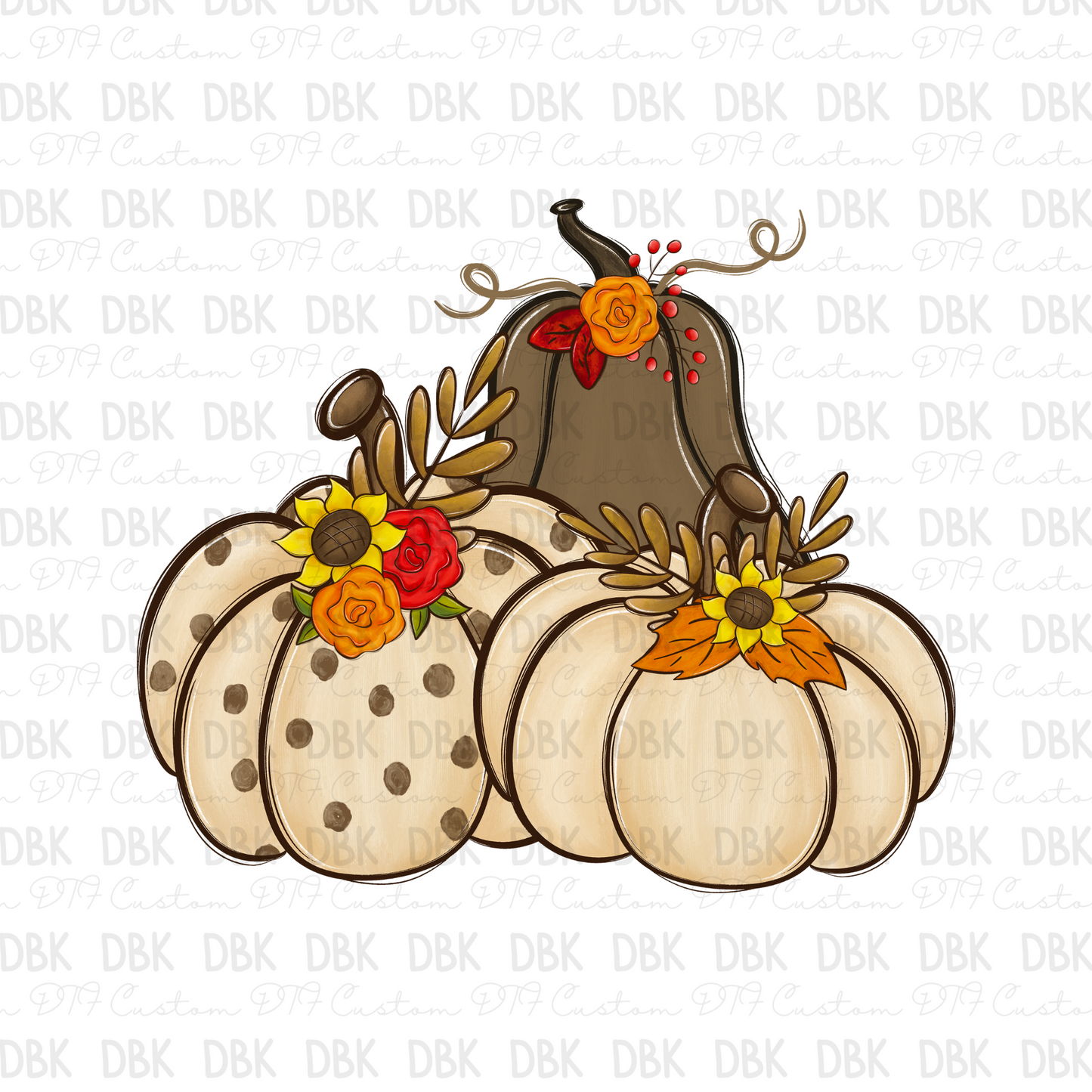 Brown pumpkins DTF transfer F129