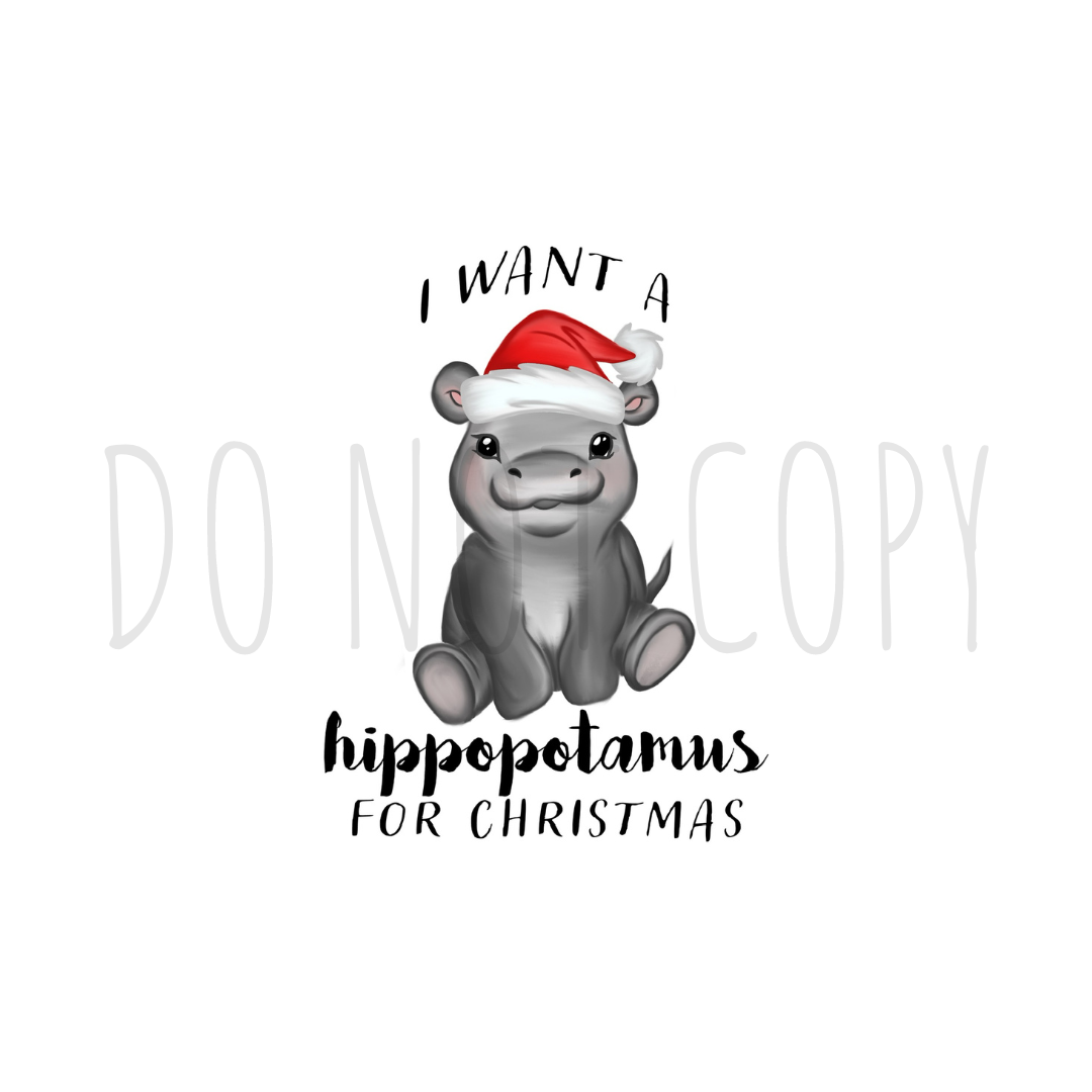 I want a hippopotamous for Christmas DTF transfer E8