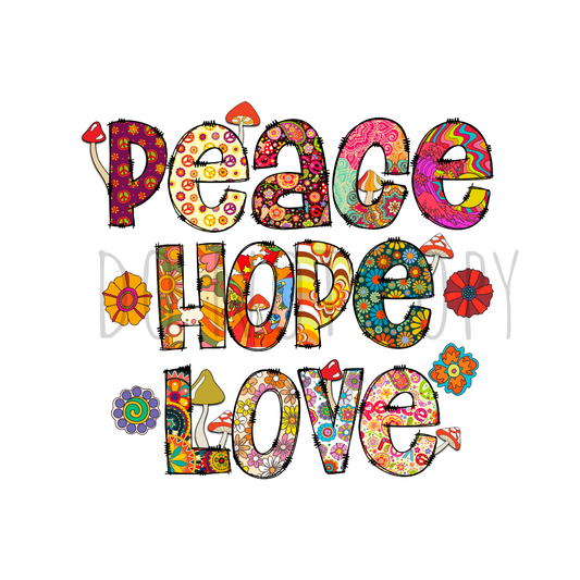 Peace Hope Love DTF transfer