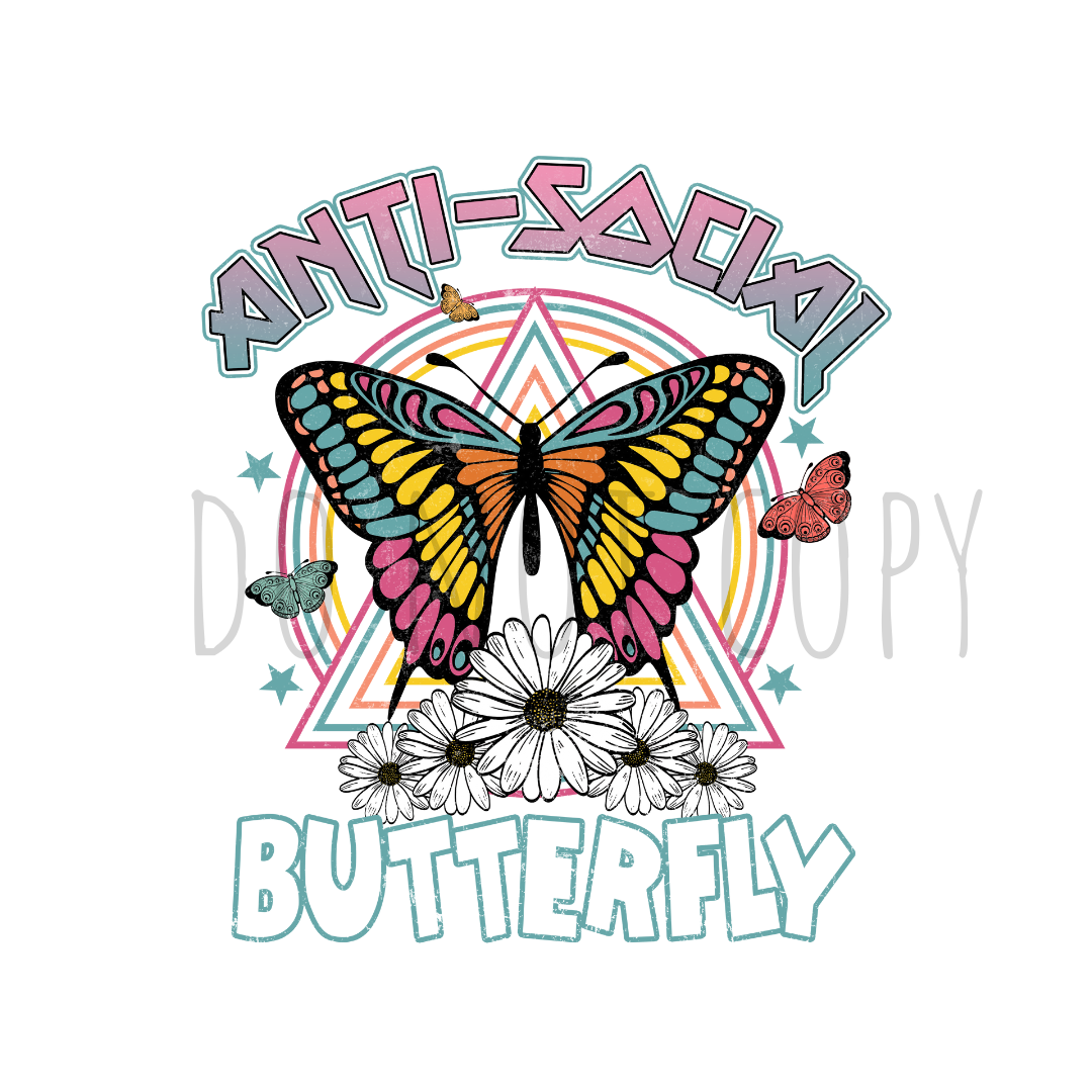 Anti Social Butterfly DTF transfer