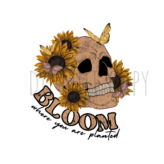 Bloom Skull DTF transfer